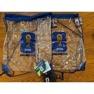 NWT FIFA Drawstring Clear Bags Set of 2 2026 World Cup Soccer Plush keychain